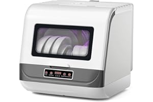 TUKIMA Wsky Countertop Dishwasher, 4 Washing Programs Portable Dishwasher,360° Dual Spray With Disinfection and Residual Temperature Drying Function 9-Liter External Water Tank for Home, Apartments& RVs