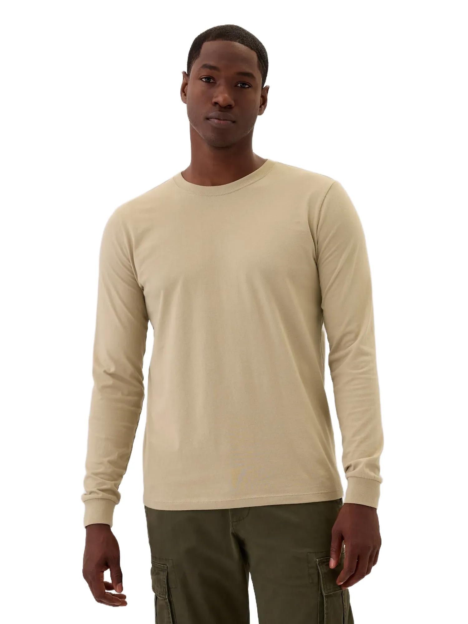 GAP Mens Long Sleeve Everyday Soft T-Shirt Khaki XL