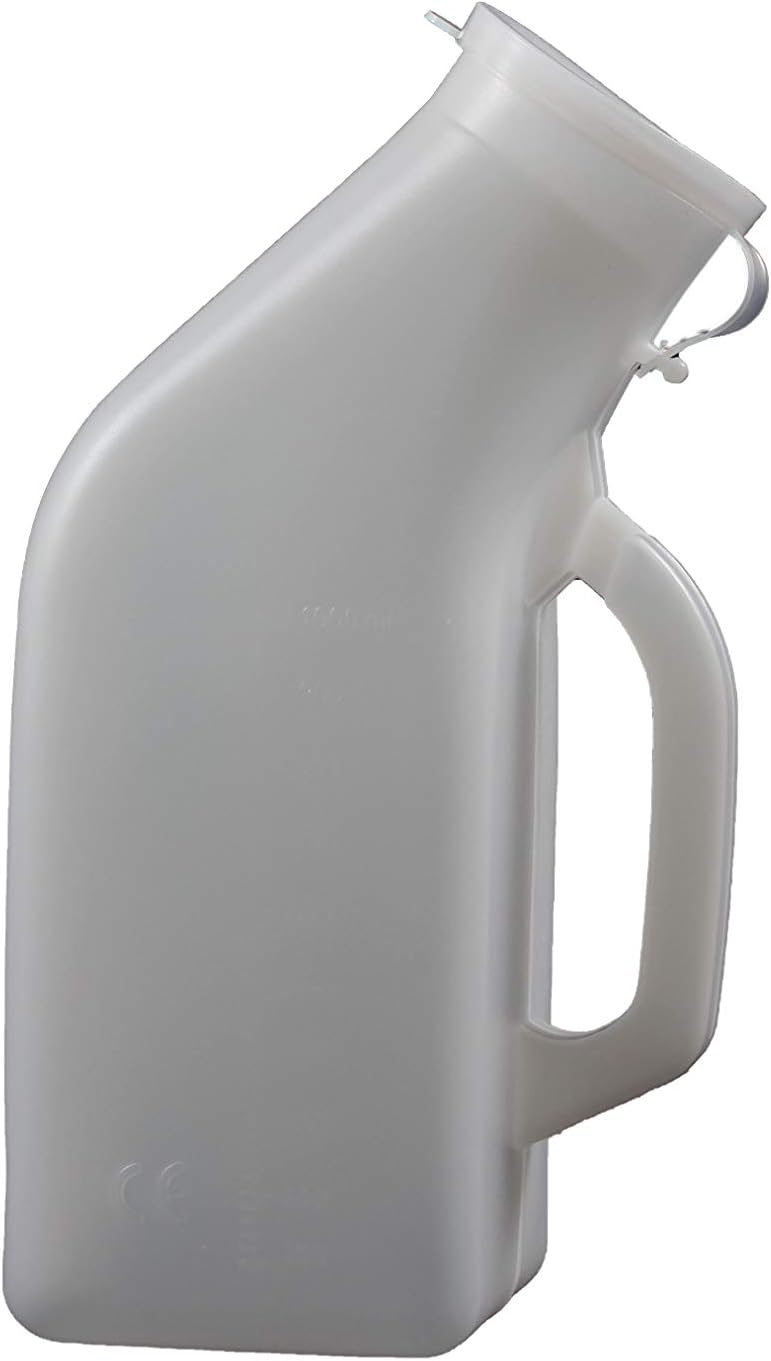 Male Urinal Urine Bottle with Lid 32oz./1000mL Pack of 1, White, 2 count (Pack of 1)