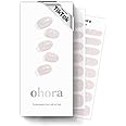 ohora Semi Cured Gel Nail Strips (N Dress Up) - White, Patterned, Works with Any UV/LED Nail Lamps, Salon-Quality, Long Lasting, Easy to Apply & Remove - Includes 2 Prep Pads, Nail File & Wooden Stick