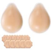 Joy4U Nipple Covers for Women, Silicone Sticky Bra Push-Up Pasties - Beige | Reusable/washable, invisible/seamless ultra-thin design, natural shaping, strapless modesty accessory for wedding dresses