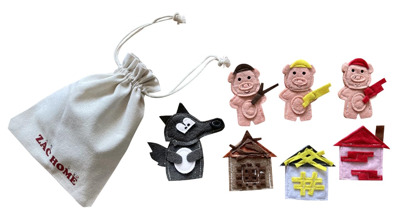 Three Little Pigs Finger Puppet Set: Storytime Fun for Kids SET OF 7