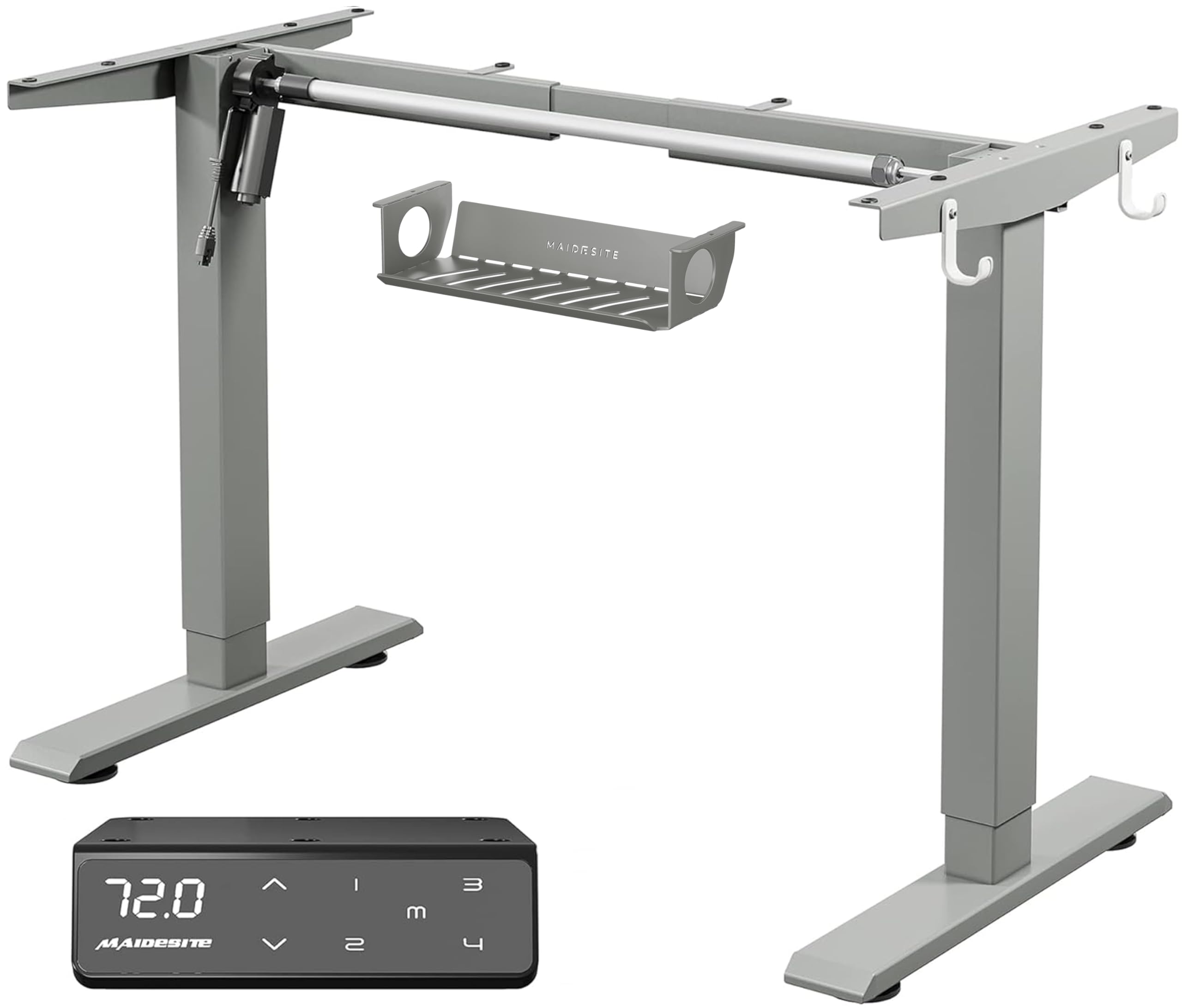 MAIDeSITe Height Adjustable Electric Standing Desk Frame Two-Stage with Heavy Duty Steel Stand up Desk Computer Desk with Automatic Memory Smart Pannel (Gray)