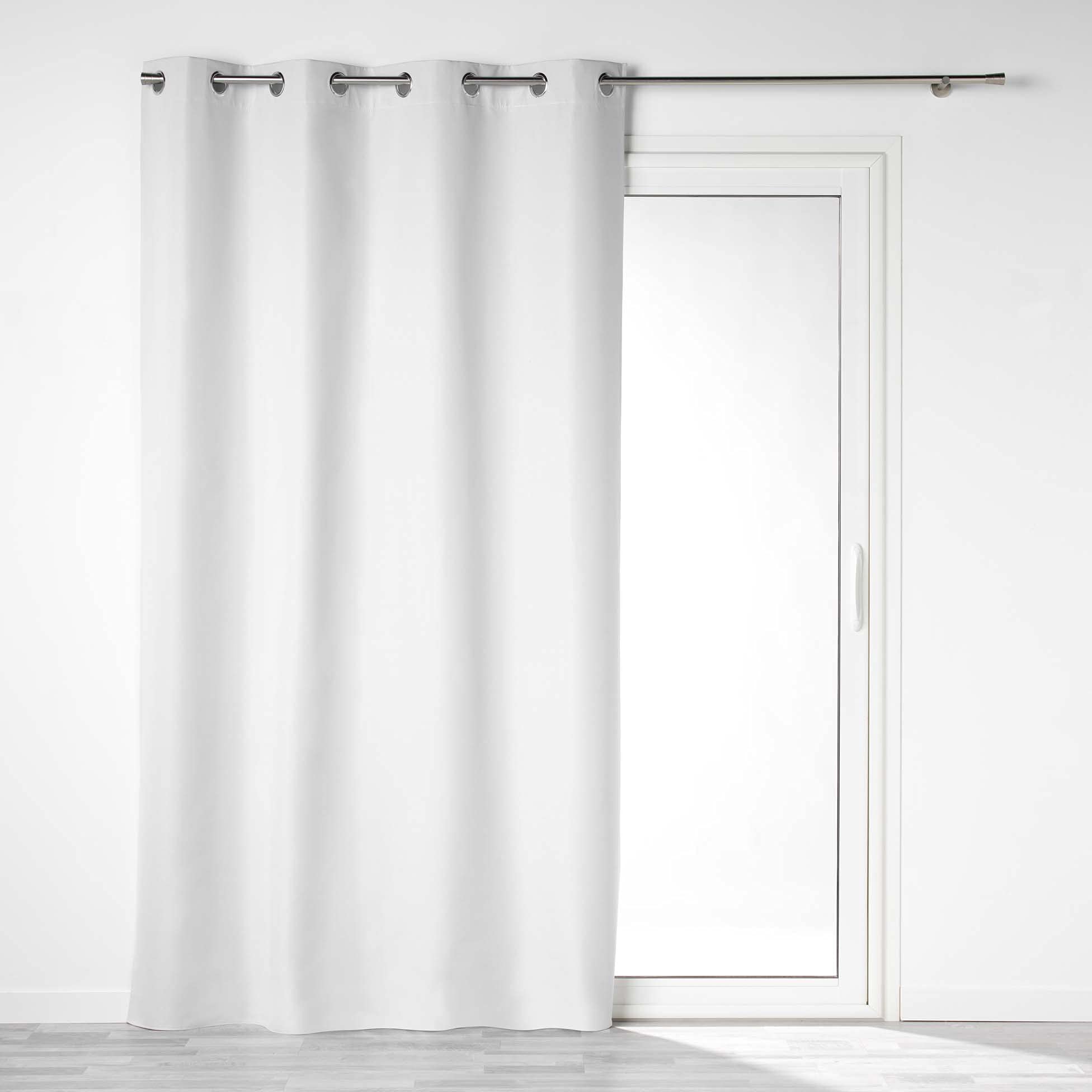 Douceur d'Intérieur, Eyelet Curtain 140 x 260 cm Dark White 100% Opaque Microfibre