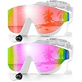 Zoomsnail Swim Goggles, Frameless Wide View Swimming Goggles, Anti-Fog Anti-UV No Leaking Pool Goggles for Men Women Adult