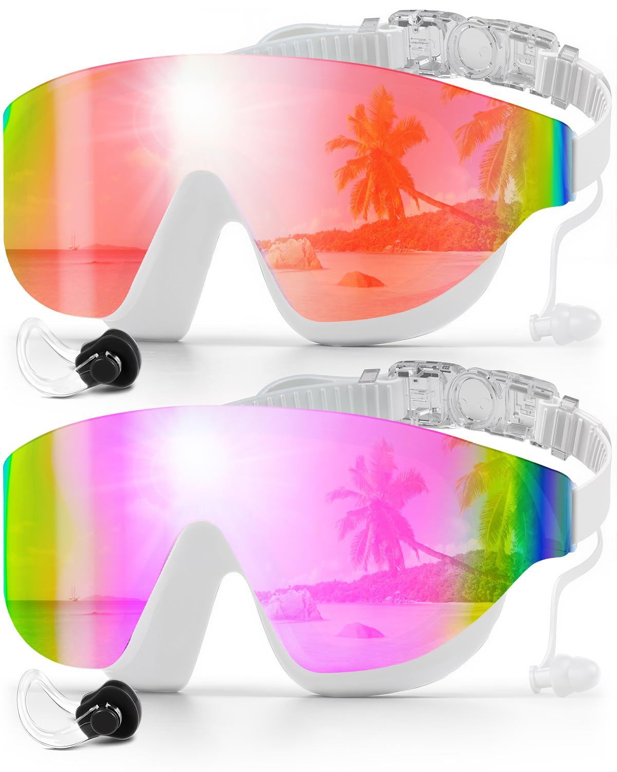 Photo 1 of Zoomsnail Swim Goggles 2 Pack, Frameless Wide View Swimming Goggles for Adult, Anti-Fog Anti-UV No Leaking Swim Glasses for Men Women Youth