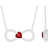 Rosec Jewels Certified Moissanite Ruby Infinity Necklace With Silver Chain, D-Vs1 Quality, Moissanite Promise Necklace - Gift For Her