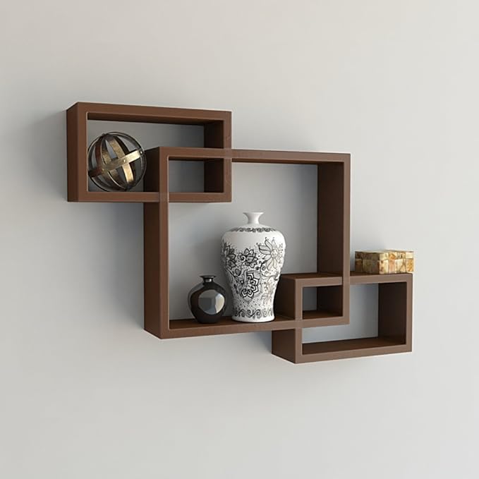 Jobbiter MDF Wood Wall Shelves for Living Room Set of 3 Wall Decoration