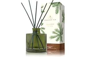 Thymes Frasier Fir Reed Diffuser Set – Includes Reeds, Fragrance Oil, and Frosted Glass Bottle – Fragrance Oil Diffuser – Room Fresheners – Luxury Home Decor – Green (Heritage, 4 fl oz)