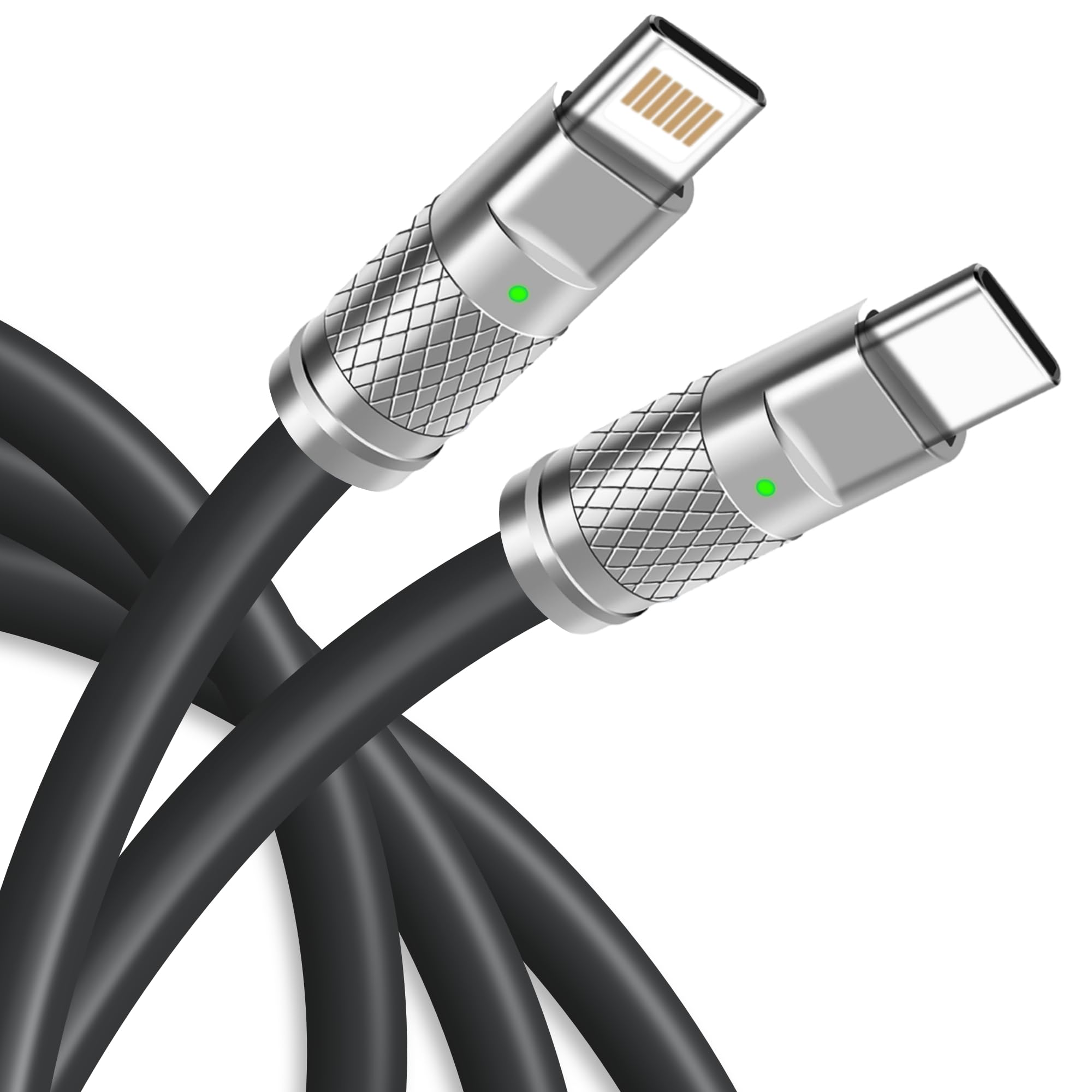 WATCHEM 6ft / 2M USB-C to iPhone Charging Cable - 27W Fast Charge, Durable Liquid Silicone, Data Transfer, Heavy Duty Type C Cord(BLACK)