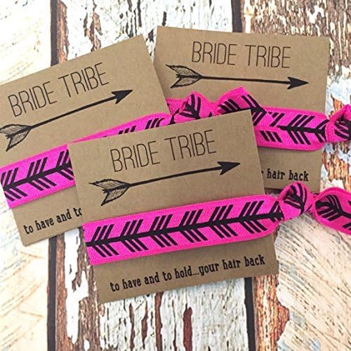 Bachelorette Hair Tie Party Favors | Neon Aztec Arrow | Set of 5 Bride Tribe