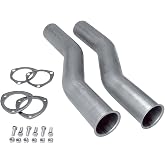 Hedman Hedders Collector Reducer Extension, X-Tension, Mandrel S-Bend, 3 in 3-Bolt Inlet to 2.5 in Outlet, Gaskets/Hardware, Steel, Natural, Pair