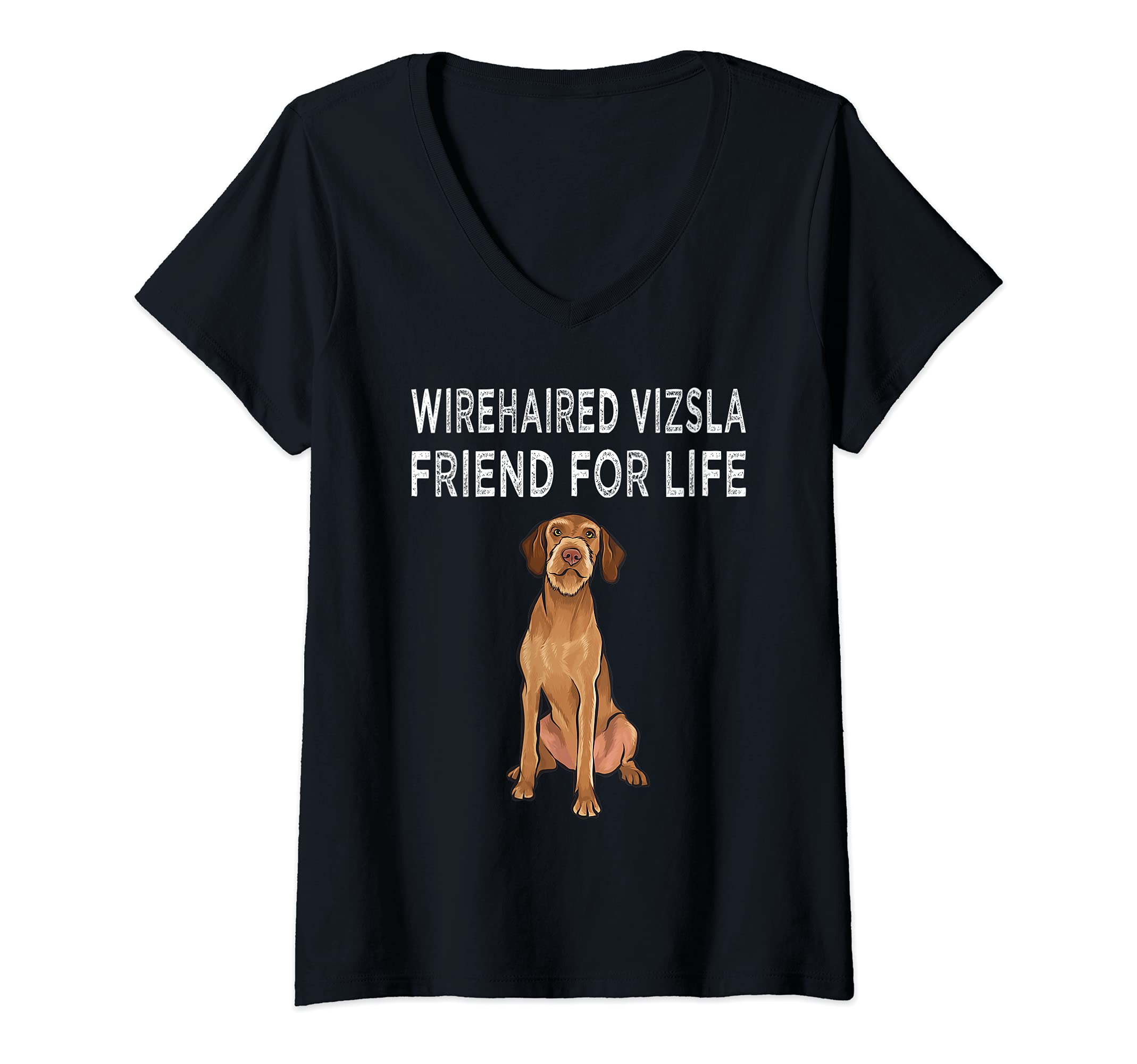 Womens Wirehaired Vizsla Friend For Life Dog Friendship V-Neck T-Shirt