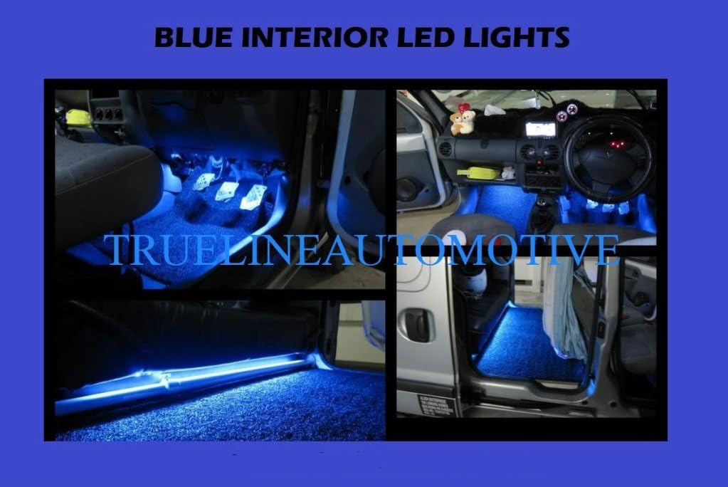 1990-1993 VOLVO 240 (2) 12" Blue Foot Well Under dash Floor Light Interior Strips 1210 15SMD 1991 1992 90 91 92 93