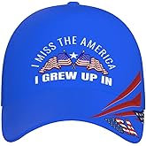 I Miss The America I Grew Up in Distressed Dad Hat for Men Graphic Washed Denim Adjustable Cap Hats