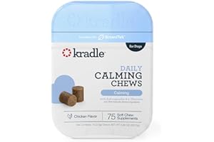 Kradle Calming Chews for Dogs - Natural Daily Stress & Anxiety Relief for Dogs - Proprietary BotaniTek™ Blend – Chamomile, Ashwagandha, L-Theanine & GABA - 75-Count Jar Soft Chews - Chicken Flavor