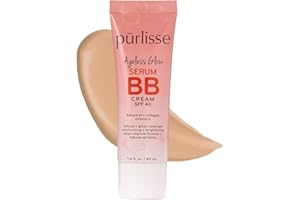 pūrlisse Ageless Glow Serum BB Cream SPF 40 - Glow BB Cream with SPF Enriched with Bakuchiol & Vitamin C to Help Improve Firmness & Reduce Wrinkles for Dewy Skin - Light Warm (1.4 oz)