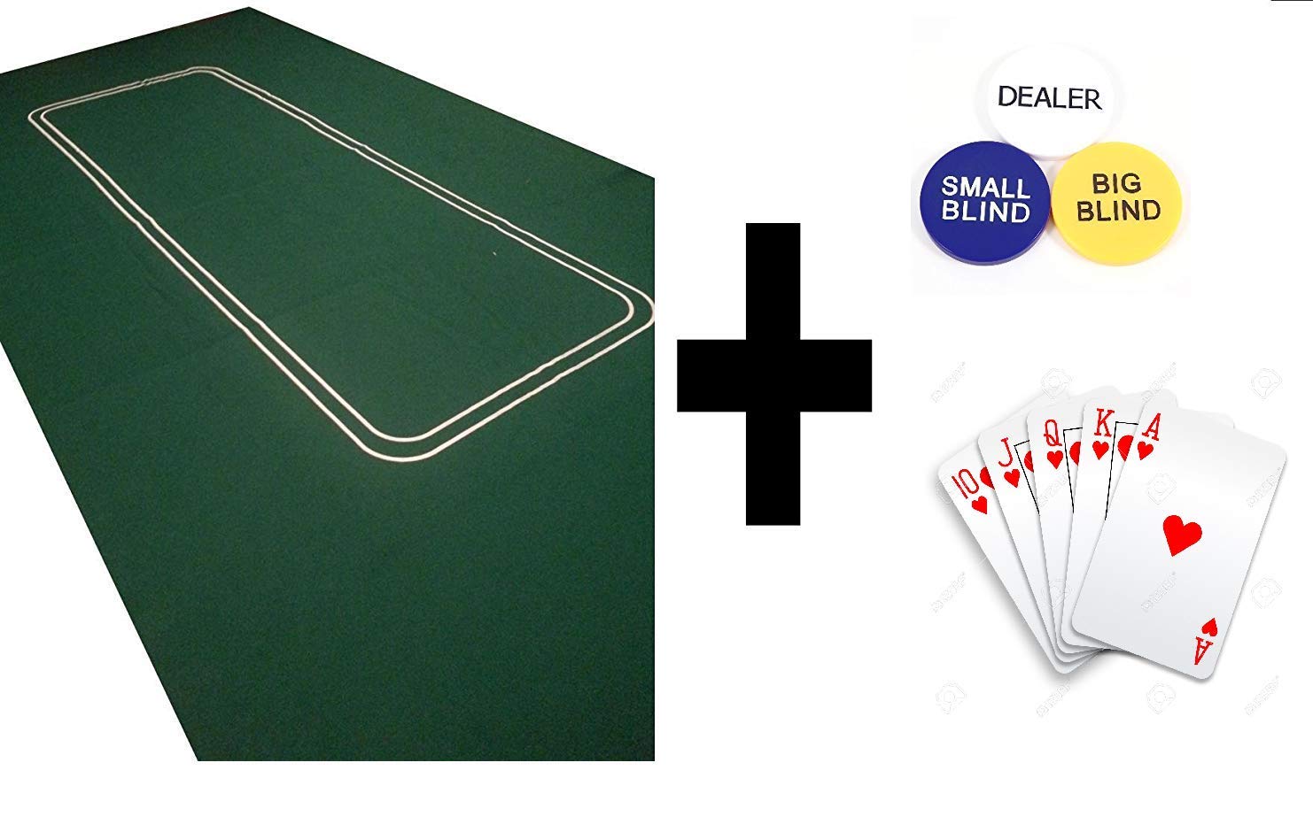 POKERCHIPSHOP HUGE 6FT LARGE POKER FELT LAYOUT - TEXAS HOLDEM + DEALER BUTTON + BLINDS AND CARDS