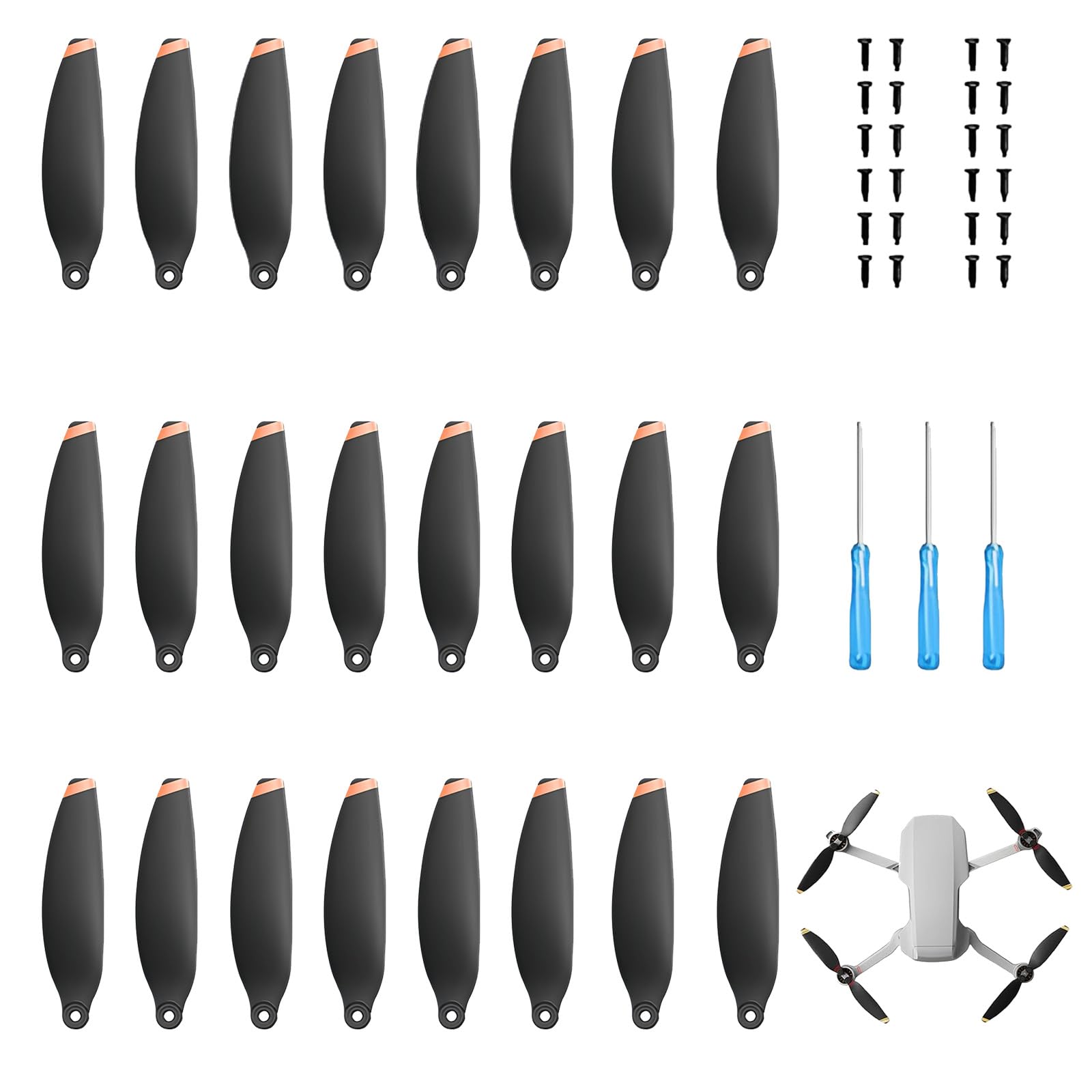 Propeller Compatible with DJI Mini 4K, Mini 2/SE/2 SE, 24 Pieces of Low Noise Wind 4726 FM Propeller Blade, Replaceable Noise Reduction Drone Accessories, Including Screws and Screwdriver (White) — image 1