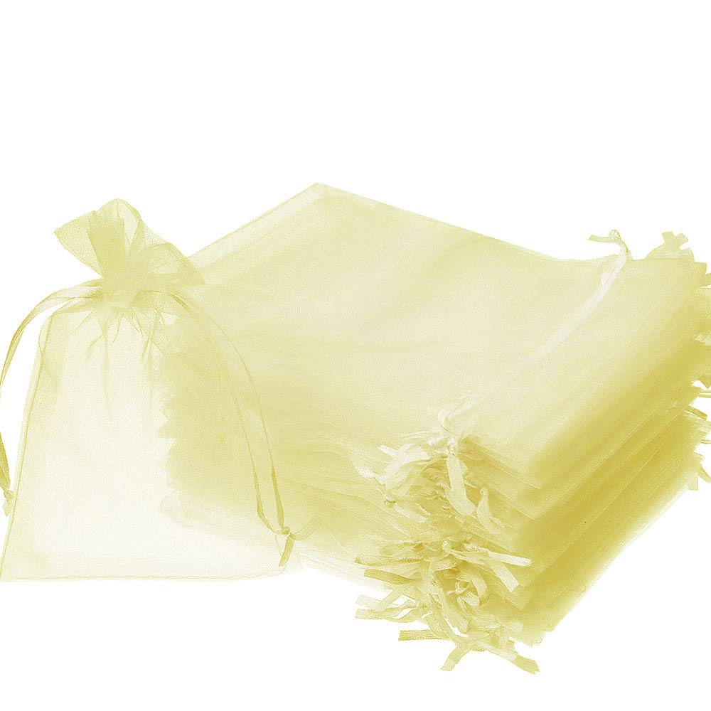 Time to Sparkle 25pcs Pouches Organza Gift Bags Oragnza Wedding Party Favour Jewellery, 17x23cm, Light Yellow — image 1