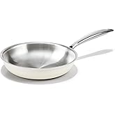 KITEXPERT 8" Tri-Ply Stainless Steel Frying Pan – PFOA-Free, Beige Ceramic Exterior, Stainless Steel Handle, Dishwasher & Oven Safe, Compatible with All Stovetops