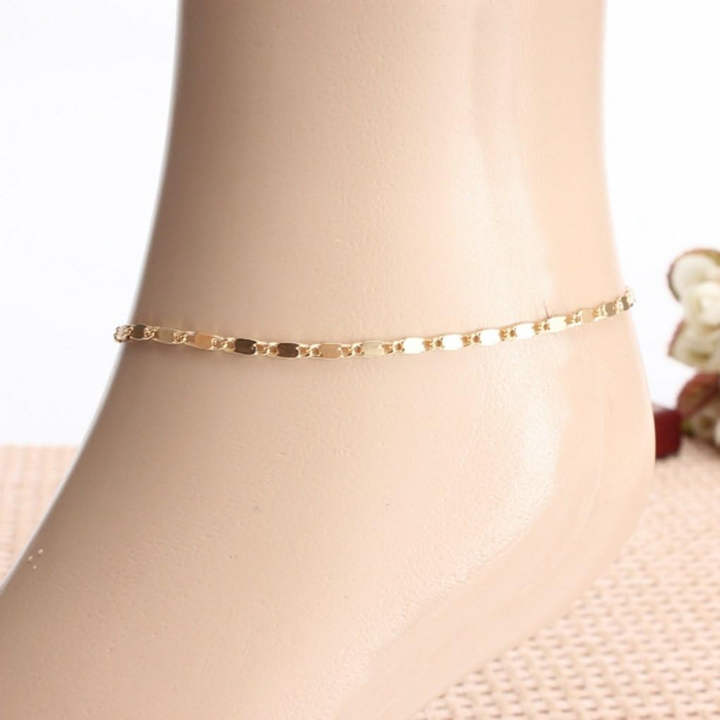 Fashion Simple Style Chain Anklet Foot Jewelry Womens New Ankle Bracelet Gold Alloy Women Adjustable