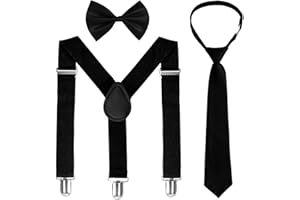 Sdfvsdg Kids Suspenders Bowtie Necktie Sets Adjustable Suspender Elastic Necktie Classic Accessories for Boys Girls