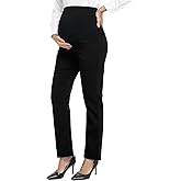 PACBREEZE Women's Maternity Pants for Work Over-Bump Pregnancy Casual Stretchy Straight Dress Pants with Pockets