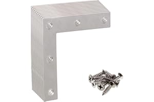 ULIFESTAR Stainless Steel L Shape Flat Corner Brace Bracket for Wood, Metal Fixing Joining Support Brace for Shelves, Furniture and Cabinet 10Pack(60x60mm)