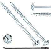 Bobibbi Pocket Hole Screws #8x2-1/2 Zinc, Coarse Thread Wood Screws 100Pcs, Washer Head with Square Drive, 150MM Drive Bit Included