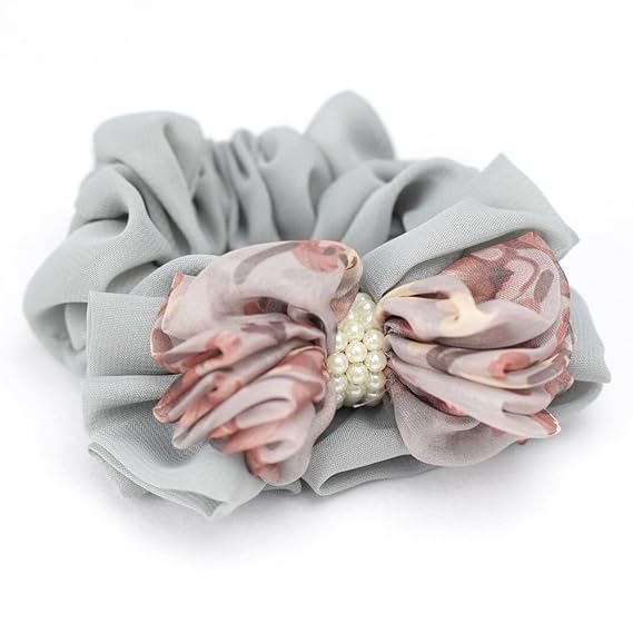 Amazon リボン シフォン シュシュ おしゃれ お花 ヘアゴム