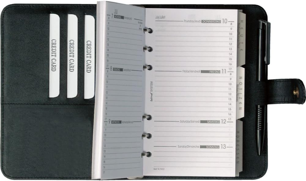 bind - 16501 - Personal Planner A6 incl. Calendar 1 Week = 2 Pages, Imitation Leather, Black, 18.5 x 13 x 3.5 cm - Image 3