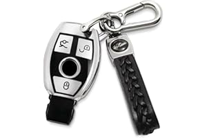 Creativity Suitable for Mercedes Benz key cover. Beautiful TPU Key Case Compatible with CLS CLK AMG ML C CL E S SL SLK G GLC GLE GLS M R Smart Remote Key (silver Combination)