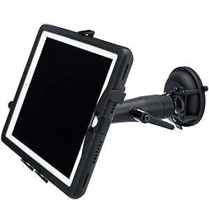 Universal Tablet Suction Mount for Vehicles and Boat Center Console Helm. The Best Fully Adjustable Suction Secure Heavy Duty Tablet Holder. Great for Vehicles, Boating, Outdoors, Industrial.