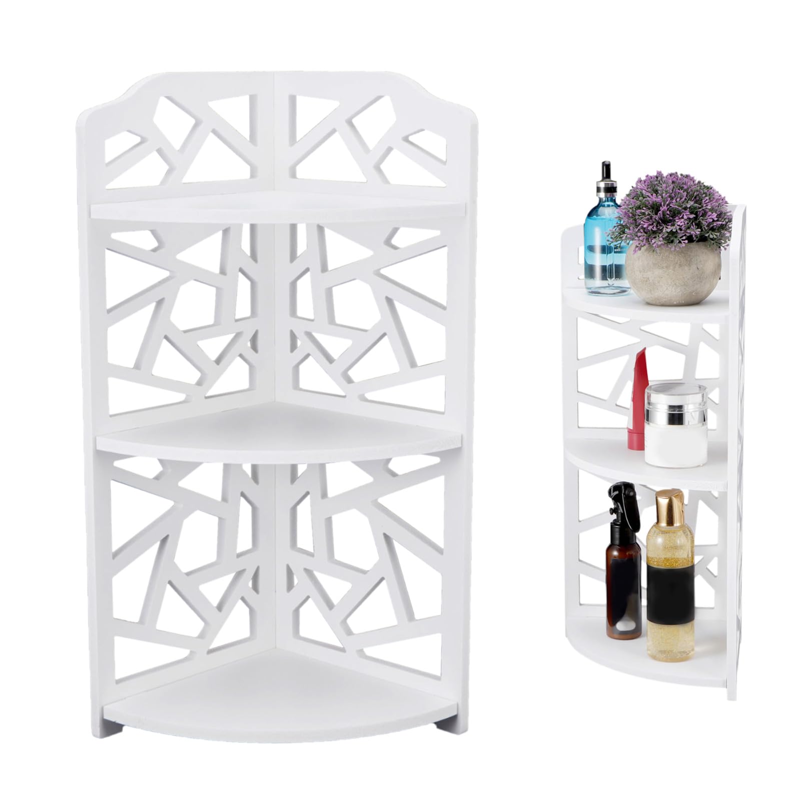 Cyrank 3 Tier Corner Shelf Bathroom, White Corner Shelf Stand Small Corner Shelf for Bathroom Standing Corner Shelf Shower Corner Shelves Bathroom Shelving Unit Corner Unit 3 Tier Organizers Rack