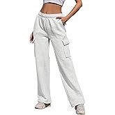 Cargo Sweatpants Women Wide Leg High Waisted Sweat Pants with Pockets Womens Lounge Casual Joggers