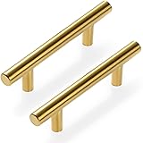 Estmoon 30 Pack Brushed Brass Cabinet Handles Gold