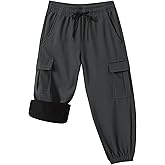 Toddler Warm Skiing Snow Pants Baby Boys Girls Waterproof Cargo Hiking Pants Kids Fleece Lined Winter Sweatpants