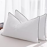 Mosluna Feather Down Pillows King Size Set of 2, Luxury Hotel Collection Bed Pillow 2 Pack, Airyfil™ Powered Fillings & Feathers Pillow,Fluffy Plush for Side Sleepers, Medium Firm, 20x36 in.