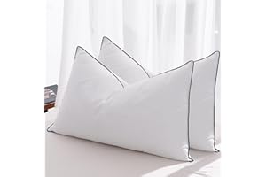Mosluna Feather Down Pillows King Size Set of 2, Luxury Hotel Collection Bed Pillow 2 Pack, Airyfil™ Powered Fillings & Feathers Pillow，Fluffy Plush for Side Sleepers, Medium Firm, 20x36 in.