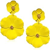 WUWEIJIAJIA Boho Flower Stud Earrings with White Pearl - Daisy Dangle Drop Earrings with Gold Flower Bud