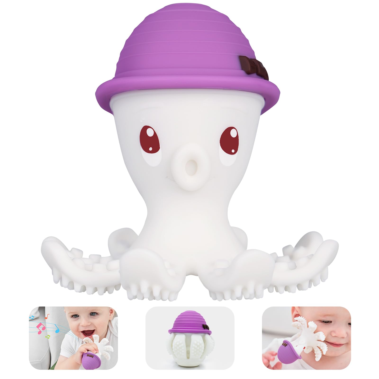 Baby Teething Toys for Babies 6-12 Months, Mombella Octopus Teether for 12-18 Months, Soft Silicone Infant Teething Toys 6-9 Month Old, Kids Chew Toy to Soothe Sore Gums, BPA Free, Purple — image 1