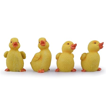 Wonderland Poly Resin Mini Miniature Garden Ducklings (Yellow, 2-inch) - Set of 4
