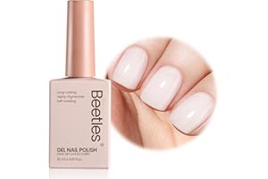 BEETLES GEL POLISH Beetles Milky White Gel Nail Polish - 15ml Neutral Jelly Nude Nail Polish Base Color Nail Concealer Sheer Translucent Effect Soak Off UV LED French Nail Art Salon DIY Manicure Gift for Women 0.5Oz