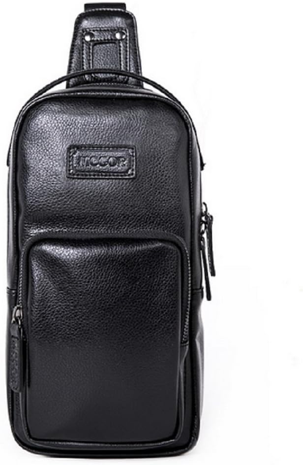 Men's Microfiber Leather Sling Bag Chest Shoulder Backpack Cross Body Purse Scratch Resistant Fany Pack for Travel Hiking School Black