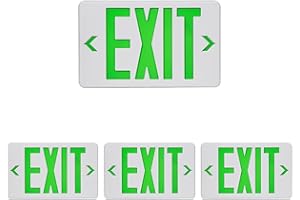 CM MZY LED Exit Sign with Emergency Lights,Exit Sign Light with Battery Backup, Double Side Green Letter Commercial Emergency Exit Sign Lights,AC 120-277V, UL Certified, 4 PCS