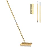 SHANGPEIXUAN Pizza Oven Brush 41-Inch Long Wood Handle Brass Bristles with Steel Scraper, Outdoor Pizza Oven Accessories