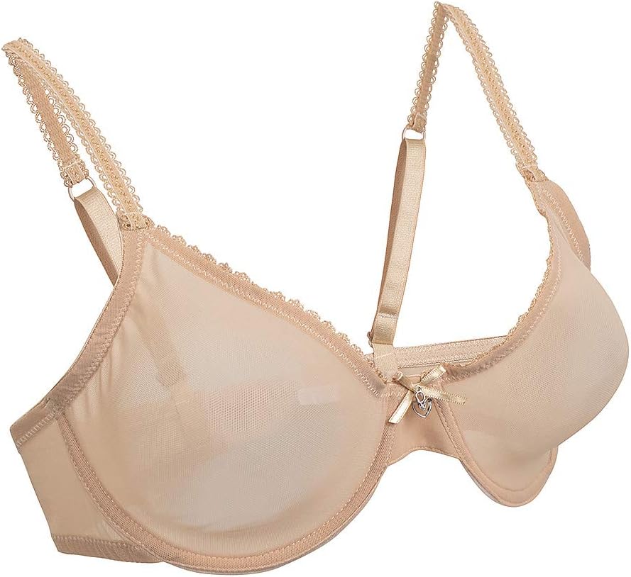 Women's Sheer Mesh Bra See Through Unlined Sexy Lace Bralette Underwire Non Padded