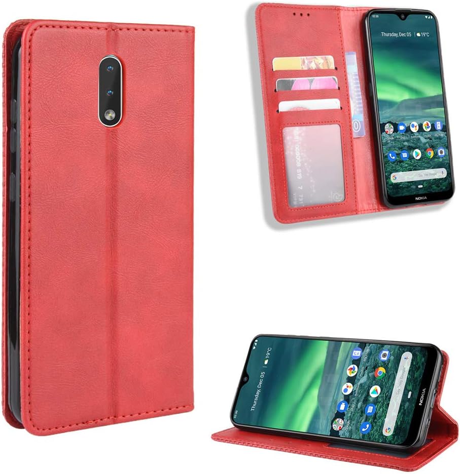 Jielangxin Keji Case for Nokia 2.3 Case Cover,Case for Nokia 2.3 Case PU Leather flip Cover Red