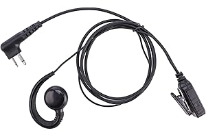 POFENAL RDM2070D CLS1110 CLS1410 Single-Wire Walkie Talkie Earpiece Compatible for Motorola CP200 GP2000 XU1100 PRO1150 MU12 Radio with PTT Mic Headset (C-Shaped)